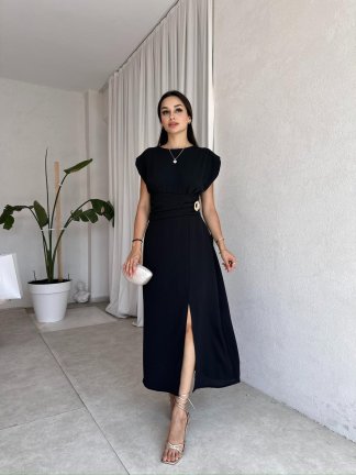 TİFFANY Midi Elbise 8077 - Siyah 