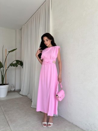 TİFFANY Midi Elbise 8077 - Pembe - 1