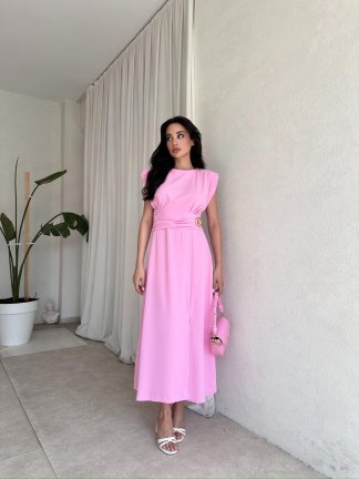 TİFFANY Midi Elbise 8077 - Pembe - 2