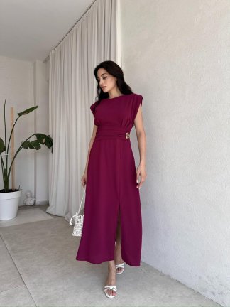 TİFFANY Midi Elbise 8077 - Mürdüm - 2