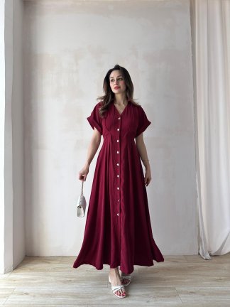 TİTA Maxi Elbise 4736 - Bordo - 2