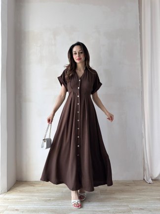 TİTA Maxi Elbise 4736 - Acı Kahve - 2