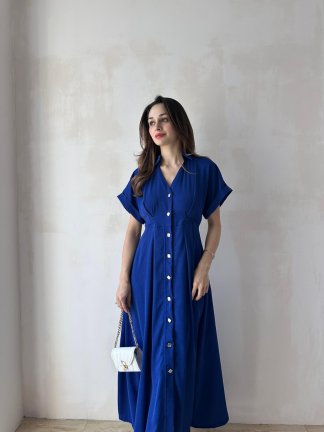 TİTA Maxi Elbise 4736 - Saks Mavisi 