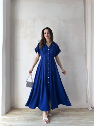 TİTA Maxi Elbise 4736 - Saks Mavisi - 2