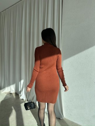 TİTİA Mini Elbise 7544 - Acı Kahve - 4