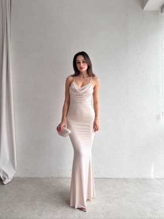 TOKYO Maxi Elbise 5748 - Krem 