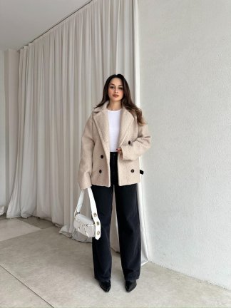 TOMRİS Kısa Kaban 8789 - Krem - 4