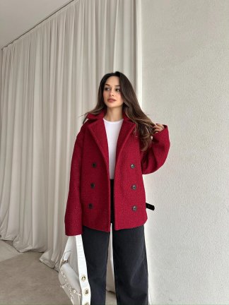 TOMRİS Kısa Kaşe Kaban 8789 - Bordo - 3