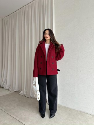 TOMRİS Kısa Kaşe Kaban 8789 - Bordo - 4