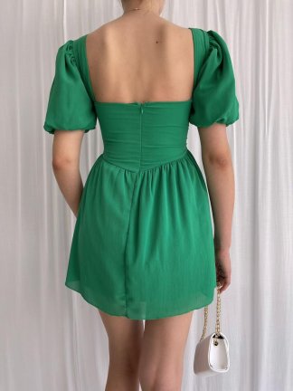  Chiffon Elbise 4990 - Yeşil - 4