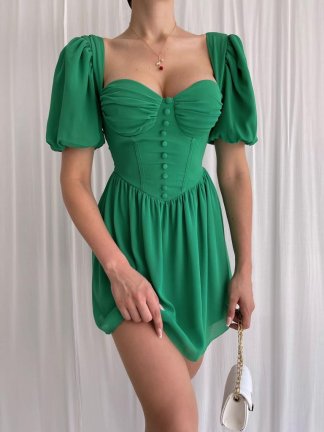  Chiffon Elbise 4990 - Yeşil - 2