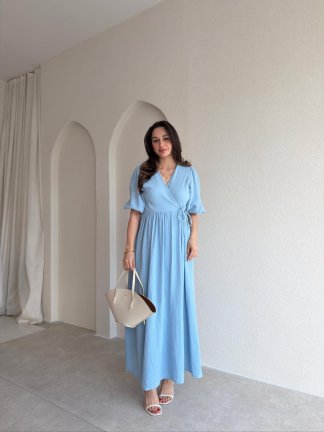 TORİNO Midi Elbise 8992 - Bebe Mavisi 