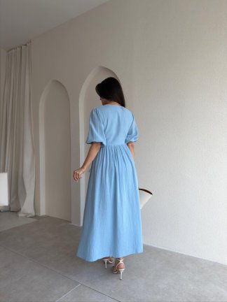 TORİNO Midi Elbise 8992 - Bebe Mavisi - 3