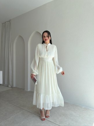 TORY Midi Elbise 6541 - Beyaz - 1