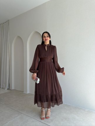 TORY Midi Elbise 6541 - Acı Kahve 
