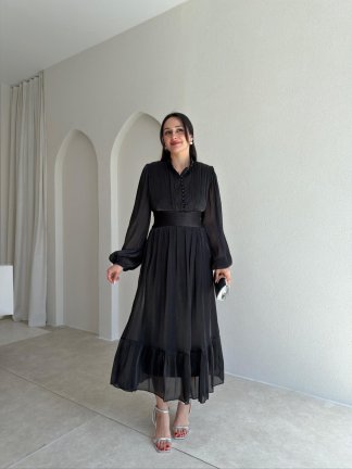 TORY Midi Elbise 6541 - Siyah 