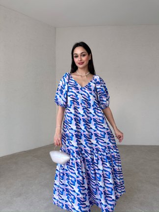 TOWNE Maxi Elbise 4634 - Lacivert 