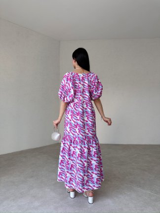 TOWNE Maxi Elbise 4634 - Fuşya - 3