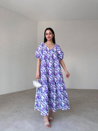 TOWNE Maxi Elbise 4634 - Mor - 1