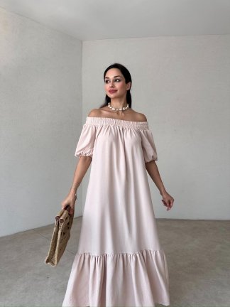 TROVİS Maxi Elbise 3289 - Krem - 1