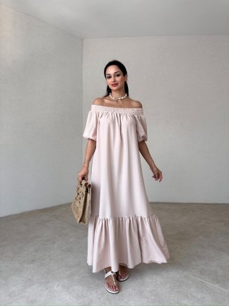 TROVİS Maxi Elbise 3289 - Krem - 2