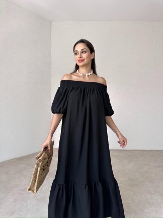 TROVİS Maxi Elbise 3289 - Siyah 