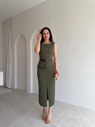 TURTLE Midi Elbise 5516 - Haki - 1