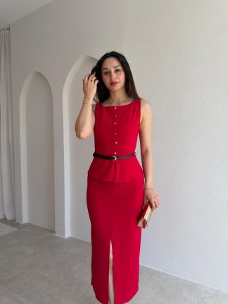 TURTLE Midi Elbise 5516 - Kırmızı - 2