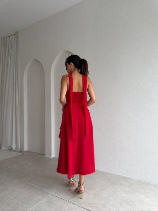 URSULA Dantel Detaylı Midi Elbise 3683 - Kırmızı - 2