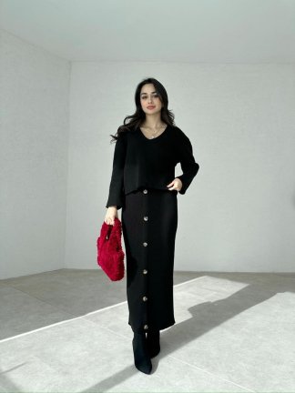 VAND Etekli Triko Takım 1111 - Siyah - 3