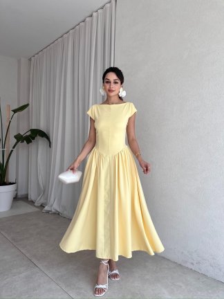 VANESSA Maxi Elbise 7679 - Sarı - 2