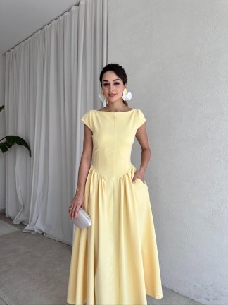 VANESSA Maxi Elbise 7679 - Sarı 