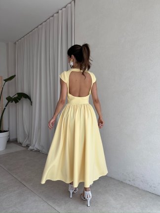 VANESSA Maxi Elbise 7679 - Sarı - 3