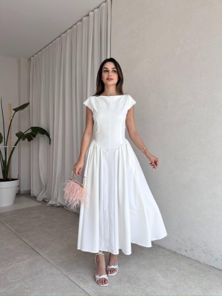 VANESSA Maxi Elbise 7679 - Beyaz - 3