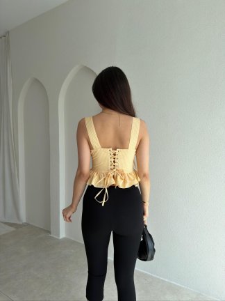 VANİTA Pötikareli Bluz 6883 - Sarı - 3