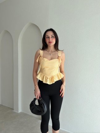 VANİTA Pötikareli Bluz 6883 - Sarı 