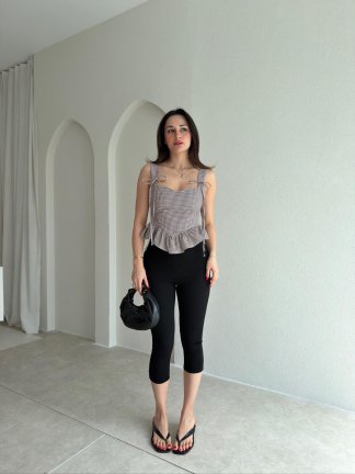 VANİTA Pötikareli Bluz 6883 - Kahverengi - 2