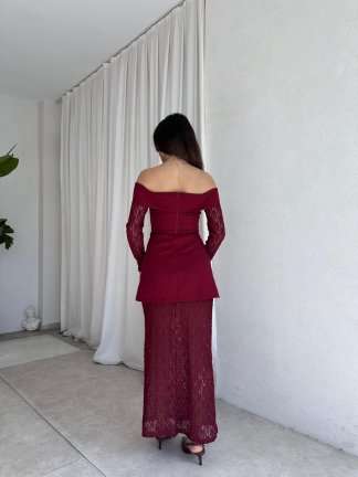 VEGAS Maxi Elbise 8235 - Bordo - 3