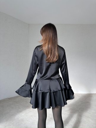 VELLAS Mini Elbise 6765 - Siyah - 4