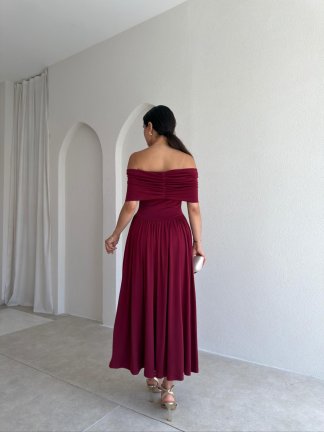 VENDY Midi Elbise 5452 - Bordo - 3