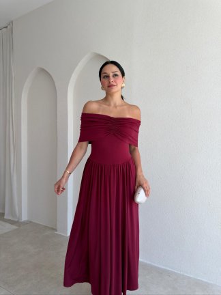 VENDY Midi Elbise 5452 - Bordo - 2