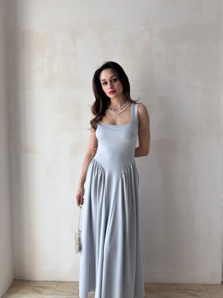 VENTUR Maxi Elbise 6347 - Gri 