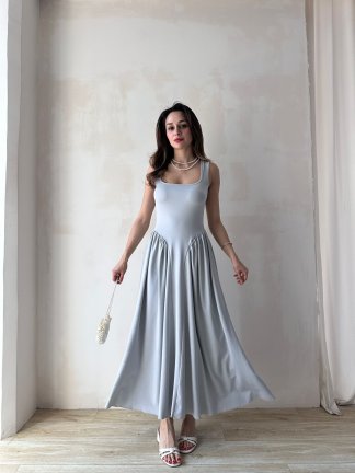 VENTUR Maxi Elbise 6347 - Gri - 2