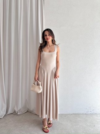 VENTUR Maxi Elbise 6347 - Krem - 2