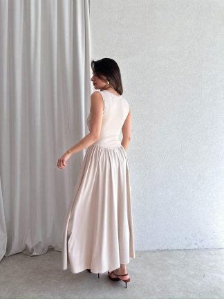 VENTUR Maxi Elbise 6347 - Krem - 3