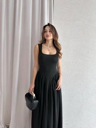 VENTUR Maxi Elbise 6347 - Siyah 