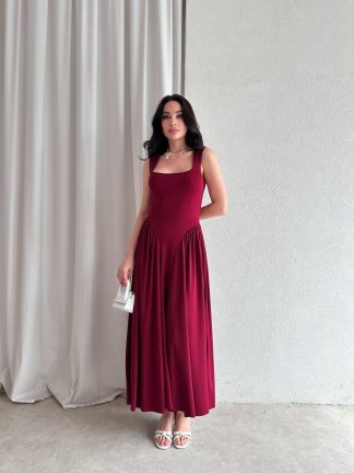 VENTUR Maxi Elbise 6347 - Bordo - 2