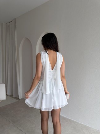 VİCTORİA Mini Elbise 0922 - Beyaz - 3