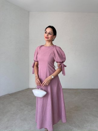 VİKONS Midi Elbise 6754 - Pembe 