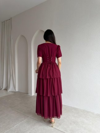 VİLLEROY Midi Elbise 1700 - Bordo - 3